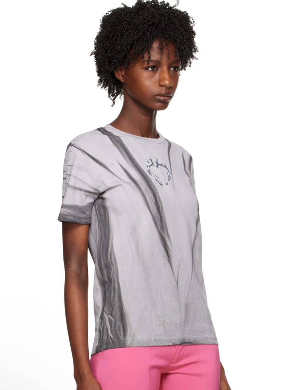 Marco Rambaldi Grey Flaming Heart Tee Shirt Small